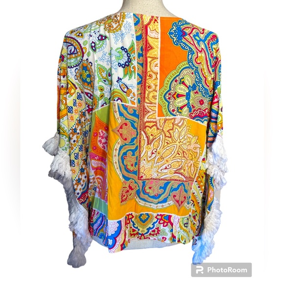 🎉HP🎉Westbound Petites Patterned Shirt Butterfly Fringe Sleeves - Picture 3 of 7